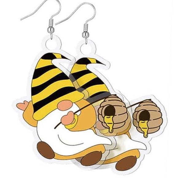 Acrylic Dangling Gnome Earrings - Picture 6 of 8